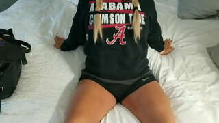 Casero rubia mujer cabalga la polla